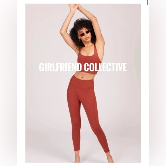 girlfriend collective Pants - BNWOT Girlfriend Collective High Rise Compression Leggings rust colour size M